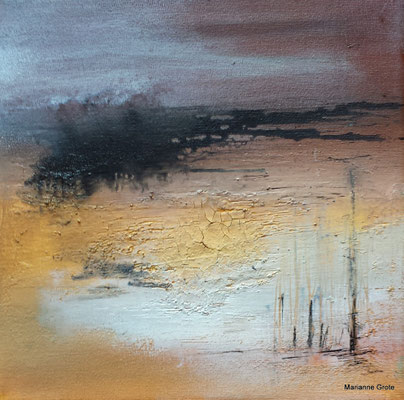 Landschaft I, 20 x 20 cm, Mischtechnik auf Leinwand, 2014
