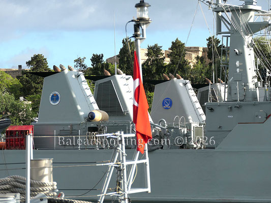 Escudo de la Fuerza de Medidas Contraminas de la Armada en el Turia y de EUROMARFOR en el Sella
