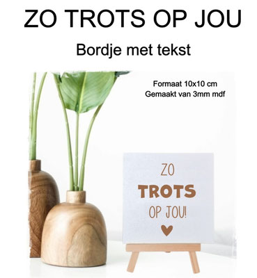 Vierkant bordje - zonder houder €5,95 - met houder €6,50