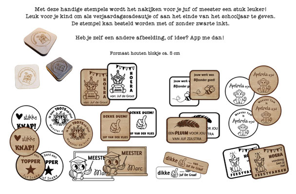 Stempel zonder naam €7,95 - Met naam €8,95   Inktkussen €3,95