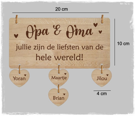Bordje €8,95   Hartjes €1,00 per stuk