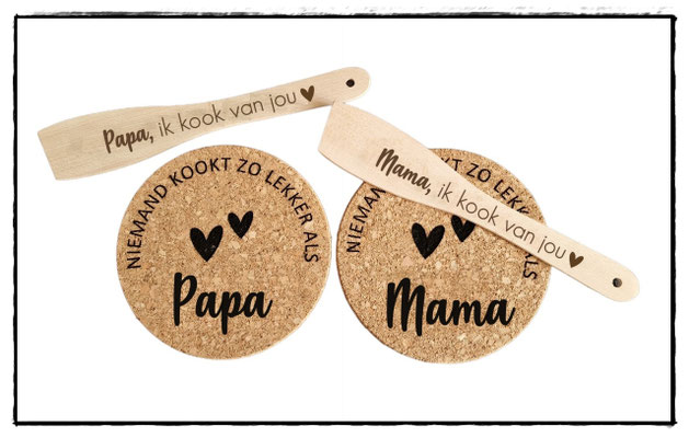 Pannenonderzetter €4,50 Spatel €4,50 Set samen €8,50