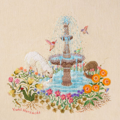 草野友紀 刺繍作品 心の泉