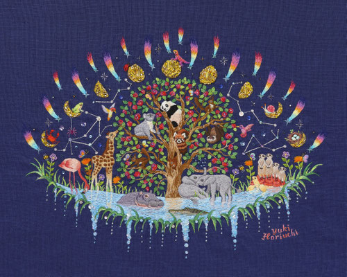 草野友紀 刺繍作品 遠い瞳に映る世界