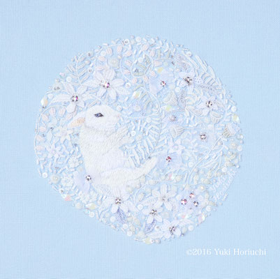 草野友紀 刺繍作品 満ち足りる月