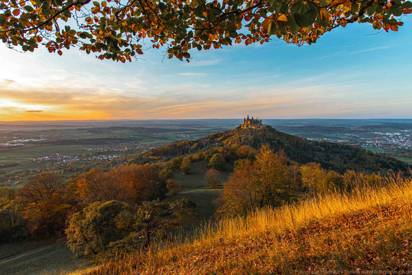 Burg Hohenzollern im Sonnenuntergang