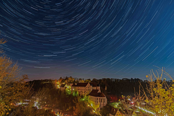 Startrail In Haigerloch mit Schloß und Schloßkirche