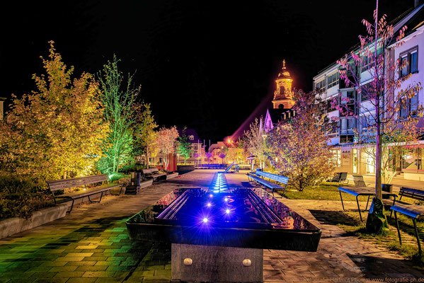 Obertorplatz in Hechingen bei Nacht