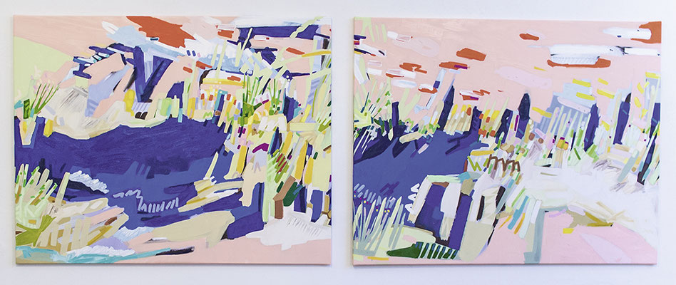 lind, 2018, Öl- und Acrylfarbe auf Leinwand, 125 x 330 cm, verkauft (oil and acrylic on canvas, 49 1/4 x 130 in., sold)