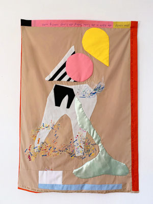 elmex, ata + odol, 2022, 105 x 75 cm, Applikation und Stickerei auf Tuch 