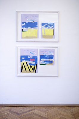 mein schönstes ferienerlebnis, 2017, Acrylfarbe auf Leinwand, je ca 70 x 110 cm (acrylic on canvas, each 27 1/2 x 43 1/2 in.)