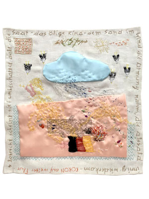 kinderstrand, 2026, Stickerei auf Tuch, 38x33 cm