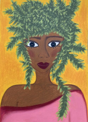 FemmePlante, néopastel sur papier.