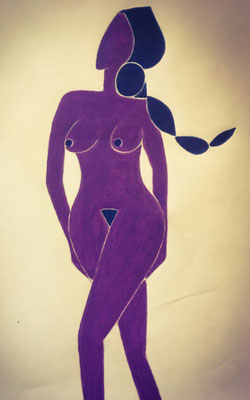 Femme de Juillet. néopastel sur papier ©Saëlle Knupfer