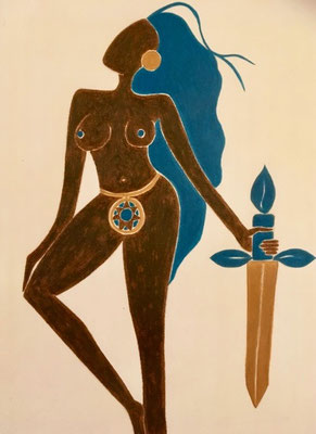 Femme d'Octobre. néopastel sur papier ©Saëlle Knupfer