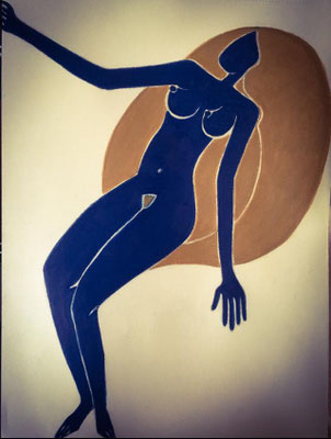 Femme Bleue de Février. néopastel sur papier © Saëlle Knupfer