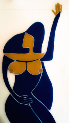 Femme Bleue de Février. néopastel sur papier  © Saëlle Knupfer