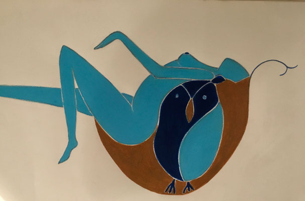 Femme de Décembre. néopastel sur papier ©Saëlle Knupfer