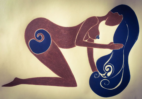 Femme de Janvier. néopastel sur papier © Saëlle Knupfer