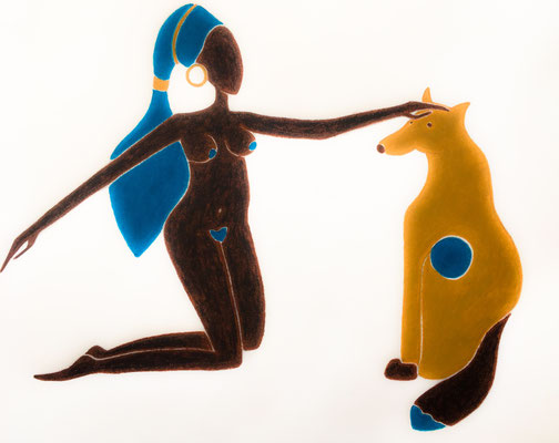 Femme d'Octobre. néopastel sur papier ©Saëlle Knupfer