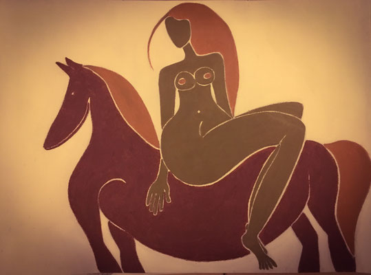 Femme de Mars. néopastel sur papier  © Saëlle Knupfer