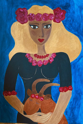 Bergère ukrainienne. Acryl sur carton © Saëlle Knupfer
