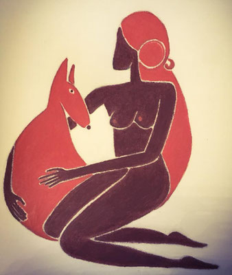 Femme d'Avril. néopastel sur papier ©Saëlle Knupfer