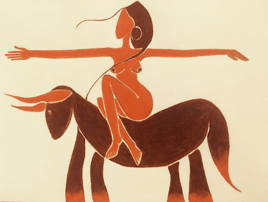 Femme d'Avril. néopastel sur papier ©Saëlle Knupfer