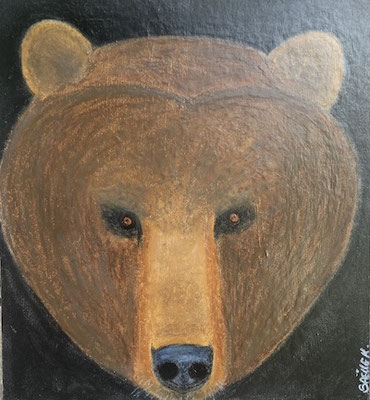 Ours, néopastel sur carton. Saëlle K.