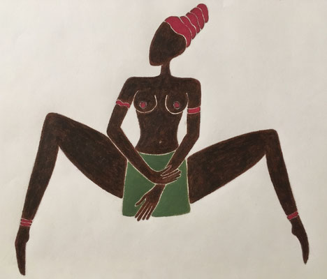 Femme de Septembre. néopastel sur papier ©Saëlle Knupfer