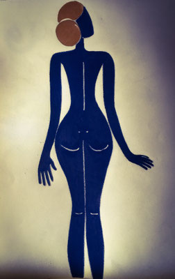 Femme Bleue de Février. néopastel sur papier © Saëlle Knupfer
