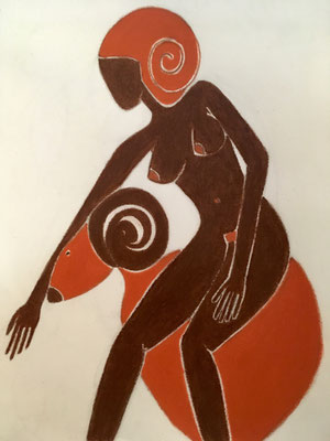 Femme d'Avril. néopastel sur papier ©Saëlle Knupfer