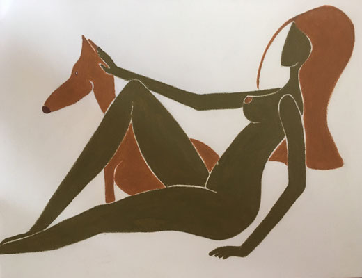 Femme de Mars. néopastel sur papier  © Saëlle Knupfer