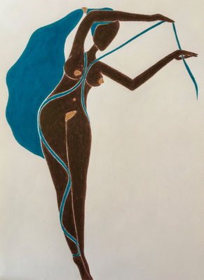 Femme d'Octobre. néopastel sur papier ©Saëlle Knupfer
