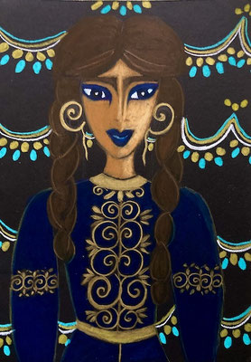 Lhieca. pastel à l'huile sur papier. © SaëlleK.