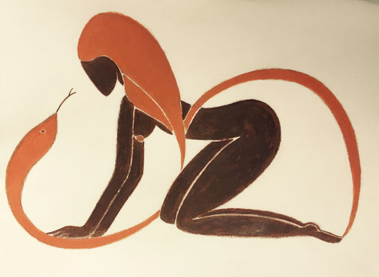 Femme d'Avril. néopastel sur papier ©Saëlle Knupfer