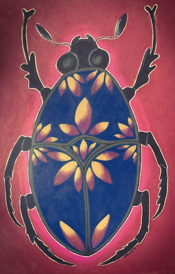 Coléoptère, néocolor sur carton. ©SaëlleK.