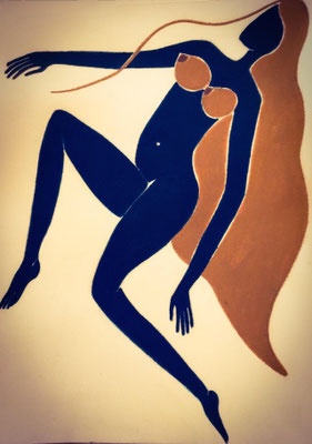 Femme Bleue de Février. néopastel sur papier © Saëlle Knupfer