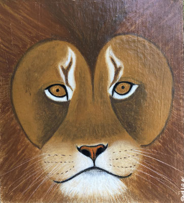 Lion, néopastel sur carton. Saëlle K.