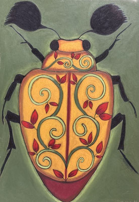 Coléoptère, néocolor sur carton.©SaëlleK.