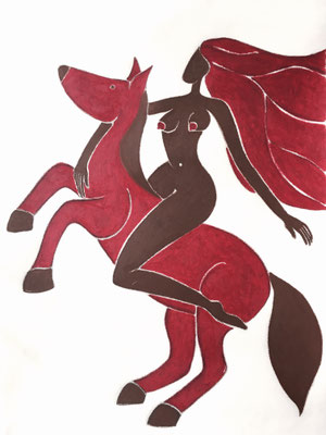 Femme de Mai. néopastel sur papier ©Saëlle Knupfer