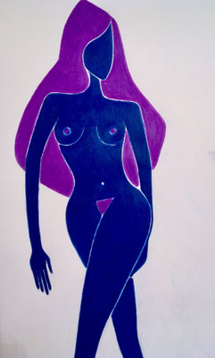 Femme de Juillet. néopastel sur papier ©Saëlle Knupfer