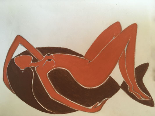 Femme d'Avril. néopastel sur papier ©Saëlle Knupfer