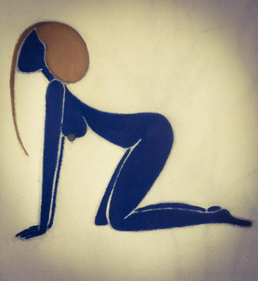 Femme Bleue de Février. néopastel sur papier © Saëlle Knupfer