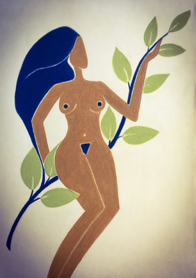 Femme d'Août. néopastel sur papier ©Saëlle Knupfer