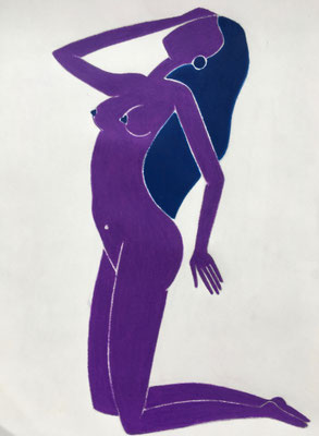 Femme de Juillet. néopastel sur papier ©Saëlle Knupfer