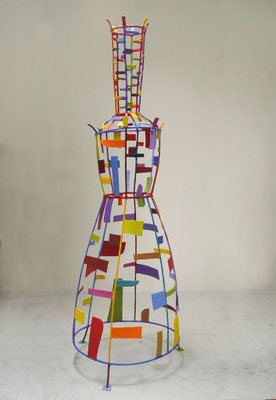 Woman II  2013, Acrylic on plaster and welded steel,  72 x 24 x 24.5" (Private collection)