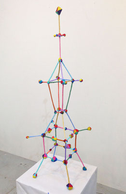 Space Man  2013, Acrylic on plaster, styrofoam and welded steel,   46 x 14 x 14"