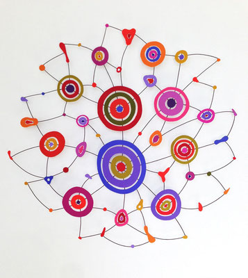 Red Fever 2014, Acrylic on paper and wire, diameter 24" (sold)