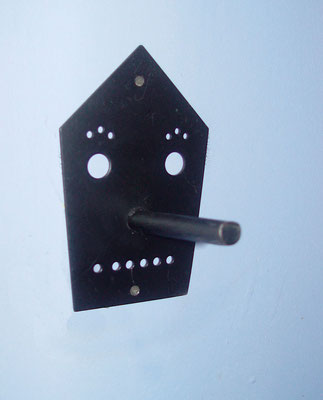 House peg, Atomic Iron Works, ca. 1990. One of twenty designs in the Atomic Iron Works line of hat and coat racks. 